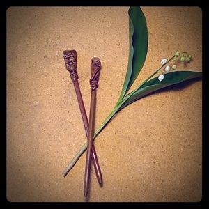 Vintage Brazilian Handcrafted Hair Sticks, Pair